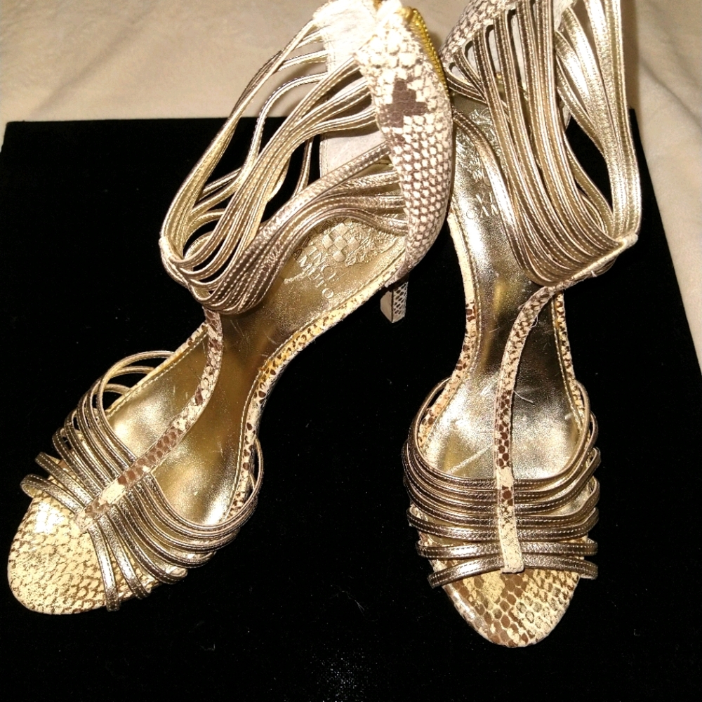Vincent Camuto Snake-embossed leather sandal